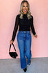 After Dark Glam Studded Mesh Mock Neck Long Sleeve Top